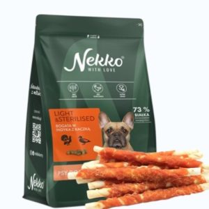 NEKKO Grain Free dla dorosłych psów wszystkich ras Indyk/Kaczka + NEKKO Pałki owinięte kurczakiem 28cm 500g